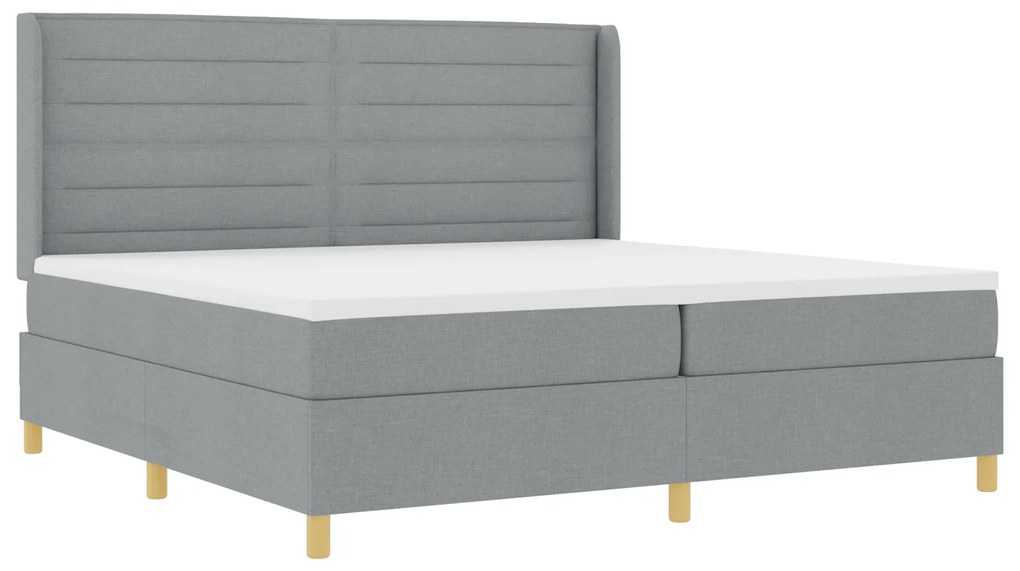 vidaXL Κρεβάτι Box Spring με Στρώμα Γκρι ανοιχτό 200x200 εκ Υλικό