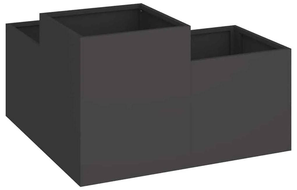 vidaXL Γλάστρα Κήπου Μαύρο 80 x 80 x 48 εκ. Ατσάλι