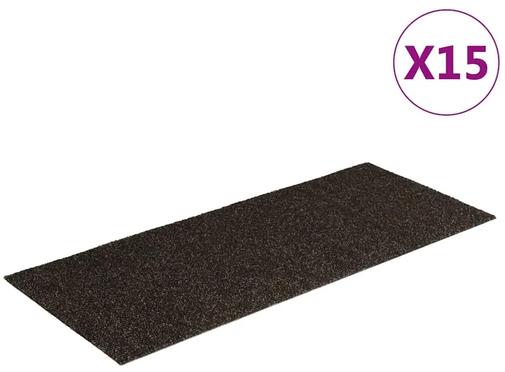 vidaXL Πατάκια Σκαλιών Αυτοκόλλητα 15 τεμ. Ορθογώνια Σκούρο Καφέ 60x25 εκ.