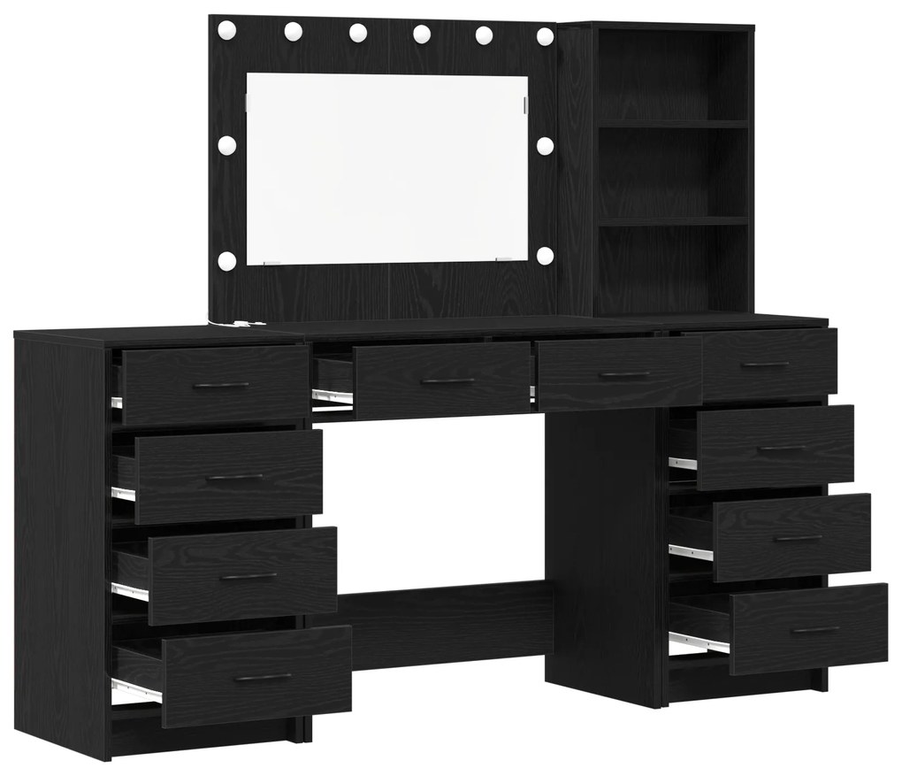 vidaXL Τραπέζι περιποίησης με συρτάρι 3 pcs Μαύρο 40 x 41 x 135 εκ.