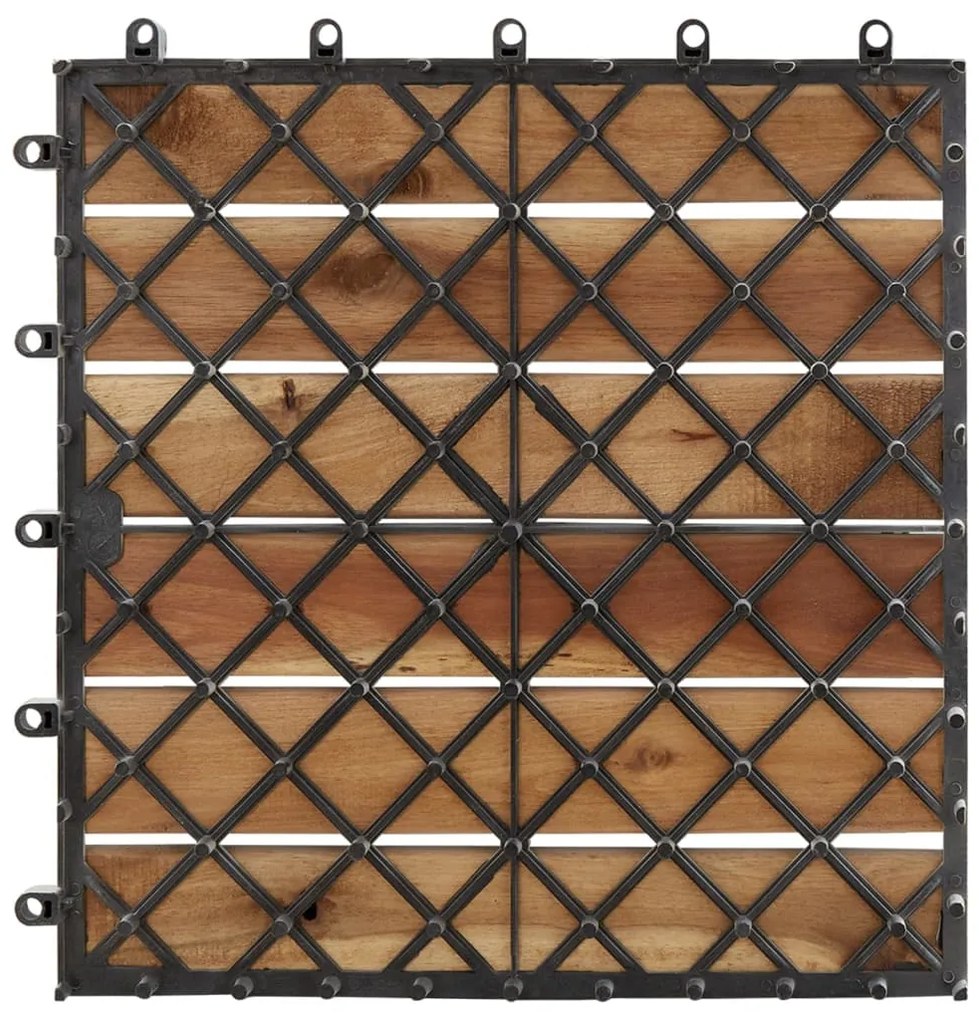 vidaXL Πλακάκια Deck 10 τεμ. Λευκά 30 x 30 εκ. από Μασίφ Ξύλο Ακακίας