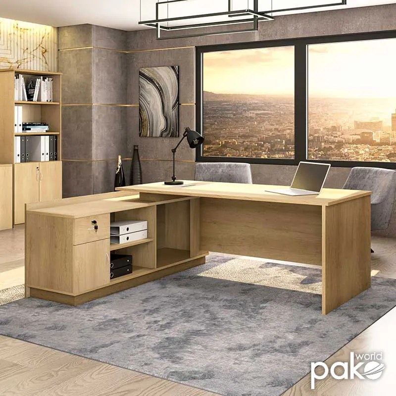 Γραφείο εργασίας επαγγελματικό Amazon pakoworld αριστερή γωνία χρώμα sonoma 180x160x76εκ (1 τεμάχια)