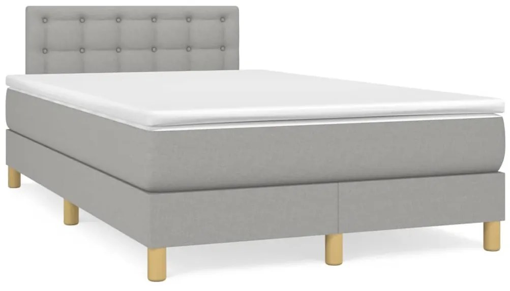 vidaXL Κρεβάτι Boxspring με Στρώμα Ανοιχτό Γκρι 120x190 εκ. Υφασμάτινο