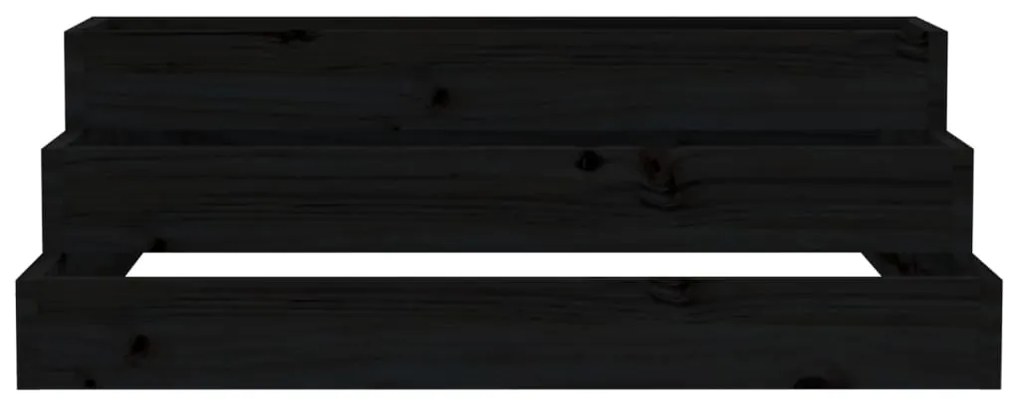 vidaXL Ζαρντινιέρα Μαύρο 80 x 80 x 27 εκ. από Μασίφ Ξύλο Πεύκου