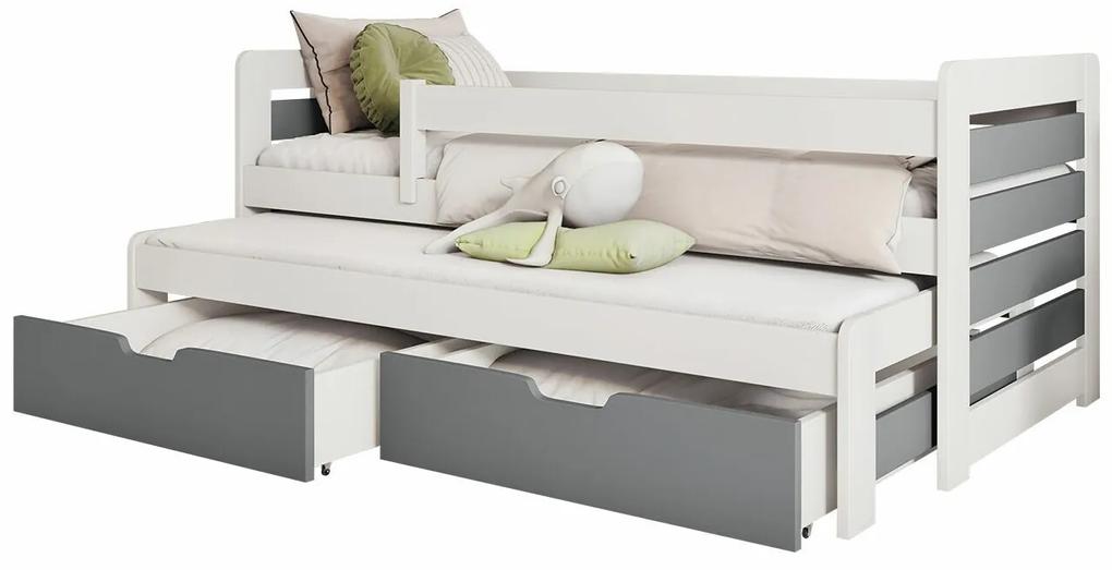 Κρεβάτι Henderson 127, 185x87x77cm, 64 kg, Άσπρο, Γκρι, Ξύλο, Τάβλες για Κρεβάτι, Αποθηκευτικός χώρος, 80x170, 80x180, Μονόκλινο με έξτρα κρεβάτι