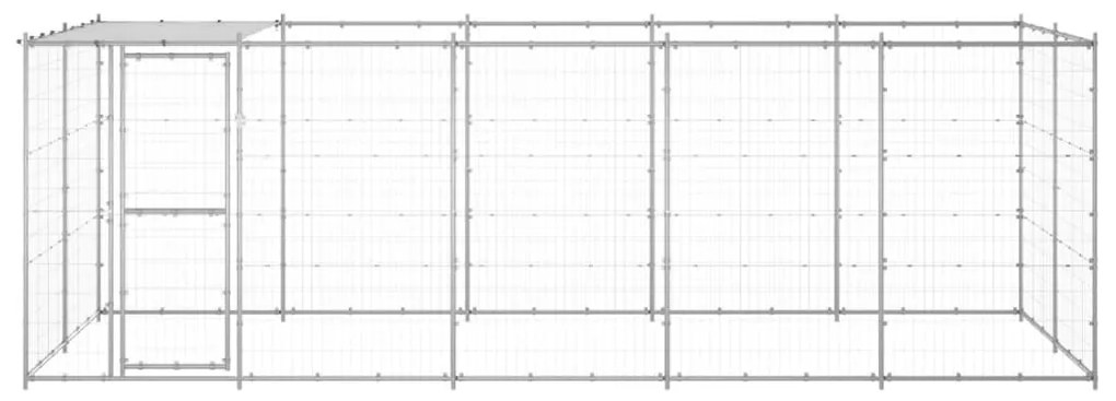 vidaXL Κλουβί Σκύλου Εξωτερικού Χώρου Στέγαστρο 12,1 μ² Γαλβ. Χάλυβας