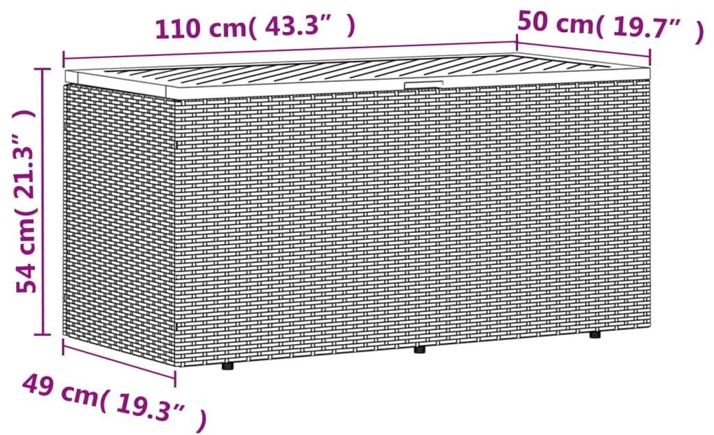 Κουτί Αποθ. Κήπου Μπεζ 110x50x54 εκ. Συνθ. Ρατάν/Μασίφ Ακακία - Μπεζ
