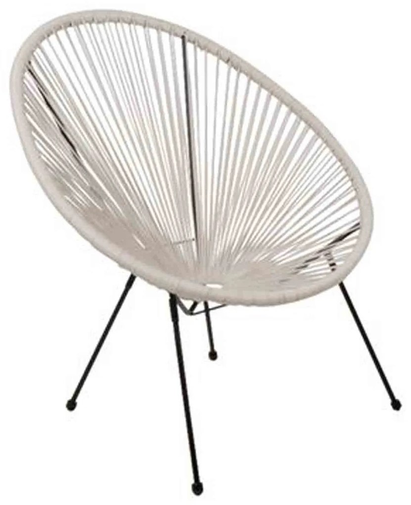 Πολυθρόνα Acapulco Ε245,1 Μέταλλο Μαύρο/Rattan White