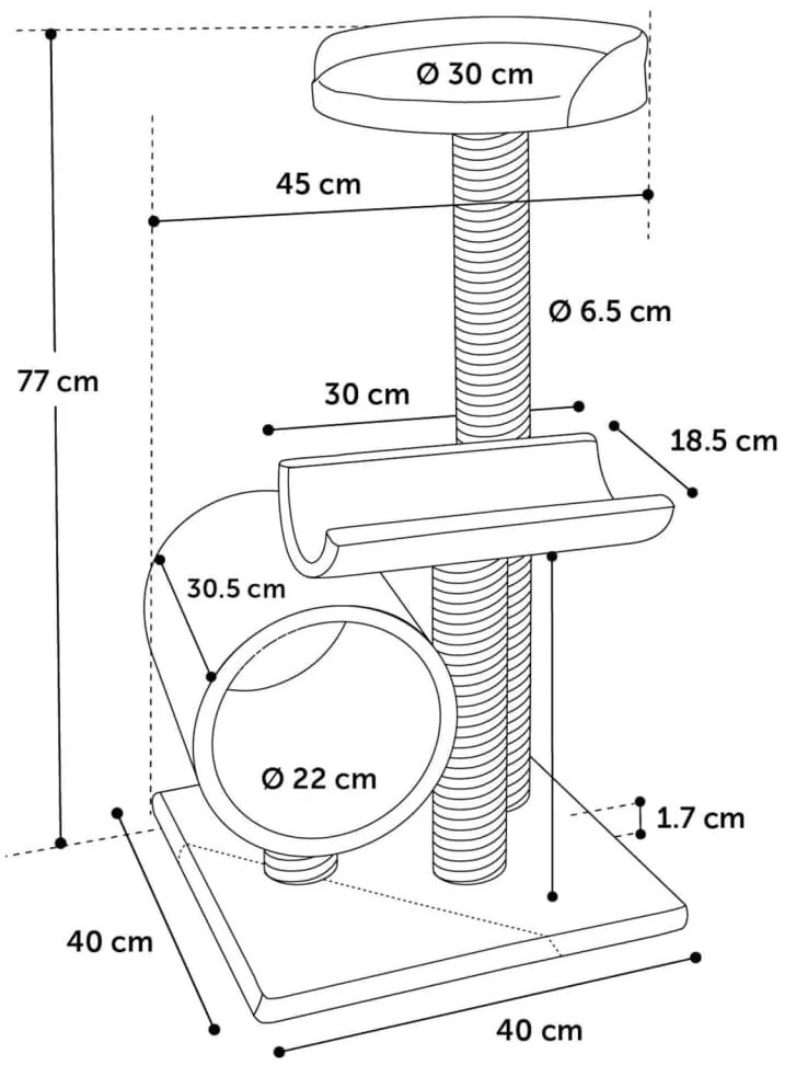 FLAMINGO Ονυχοδρόμιο Γάτας Burt Γκρι 40 x 40 x 77 εκ. - Γκρι