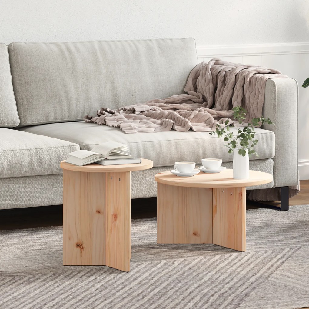 vidaXL Σετ Τραπεζιού Για Καφέ 2 pcs Φυσικό 49 x 49 x 28 εκ