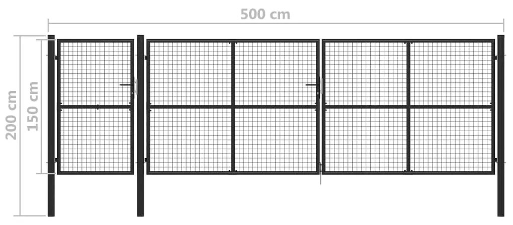 vidaXL Πόρτα Περίφραξης Κήπου Ανθρακί 500 x 150 εκ. Ατσάλινη