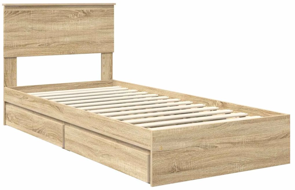 vidaXL Κρεβάτι Αποθήκης Δρύς Sonoma 90 x 200 cm Επεξεργασμένο ξύλο