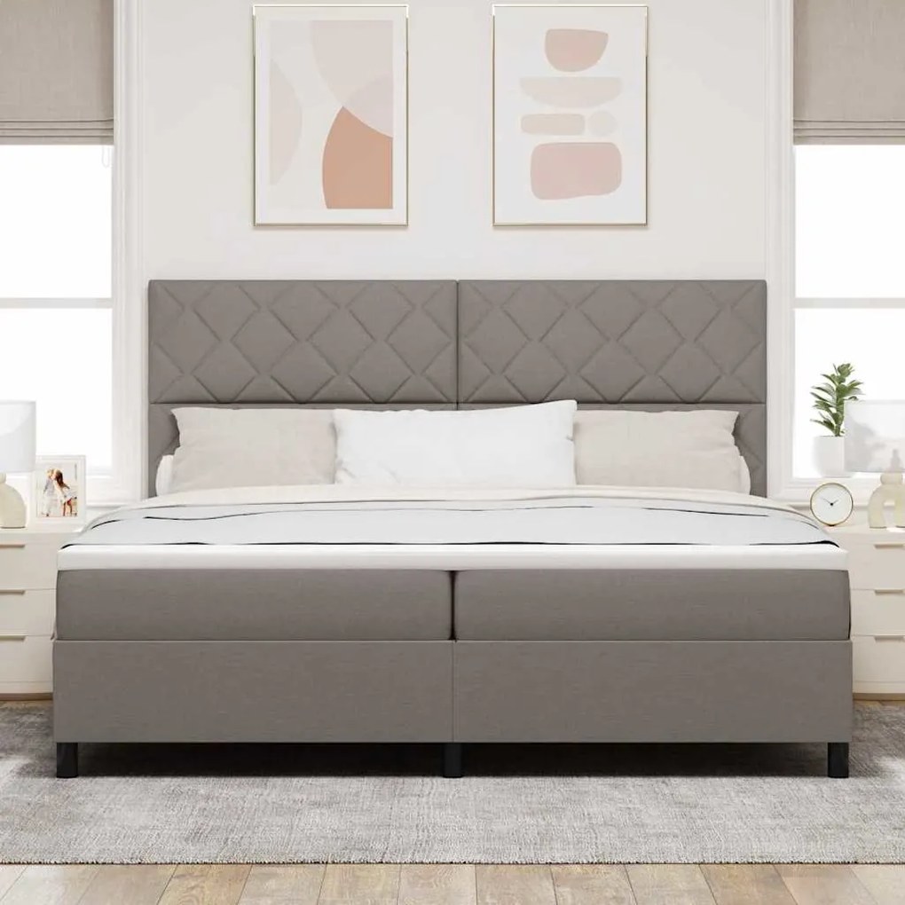 vidaXL Κρεβάτι με ελατήρια με στρώμα Taupe 200 x 200 cm ύφασμα