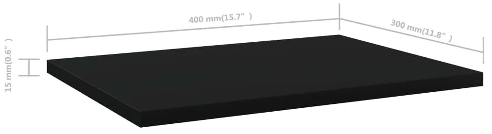 vidaXL Ράφια Βιβλιοθήκης 4 τεμ. Μαύρα 40x30x1,5 εκ. από Επεξ.Ξύλο