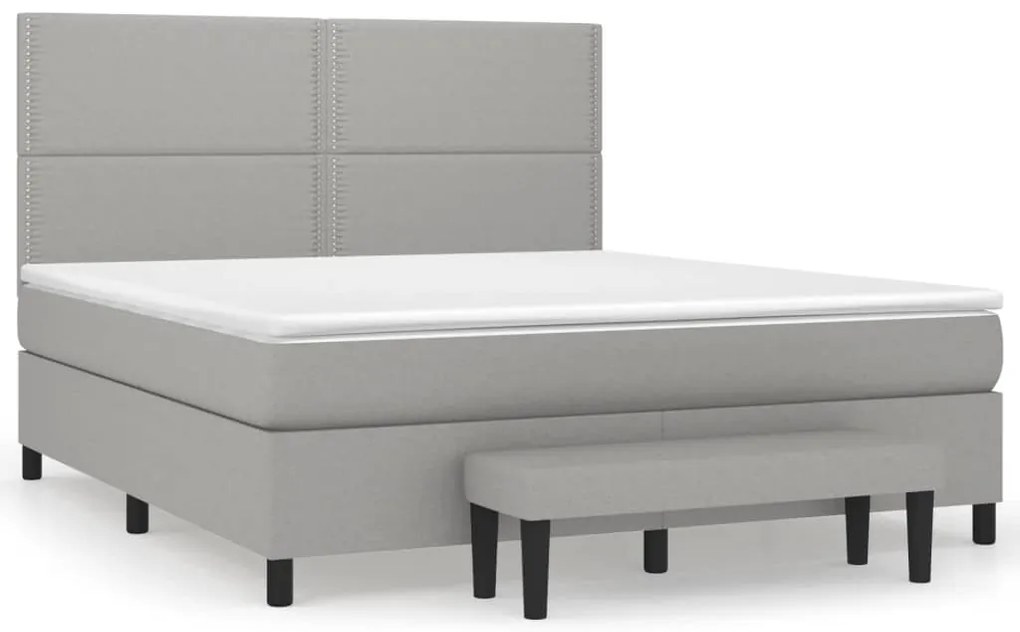 vidaXL Κρεβάτι Boxspring με Στρώμα Ανοιχτό Γκρι 180x200 εκ. Υφασμάτινο