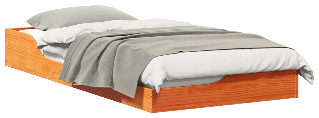 vidaXL Κρεβάτι δαπέδου Καφέ κεριού 75 x 190 cm Συμπαγές ξύλο πεύκου