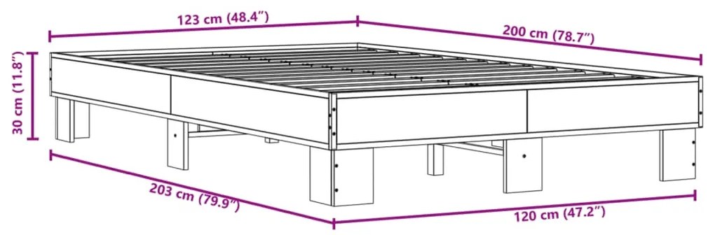 ΠΛΑΙΣΙΟ ΚΡΕΒΑΤΙΟΥ ΚΑΦΕ ΔΡΥΣ 120X200 ΕΚ. ΕΠΕΞ. ΞΥΛΟ &amp; ΜΕΤΑΛΛΟ 845866