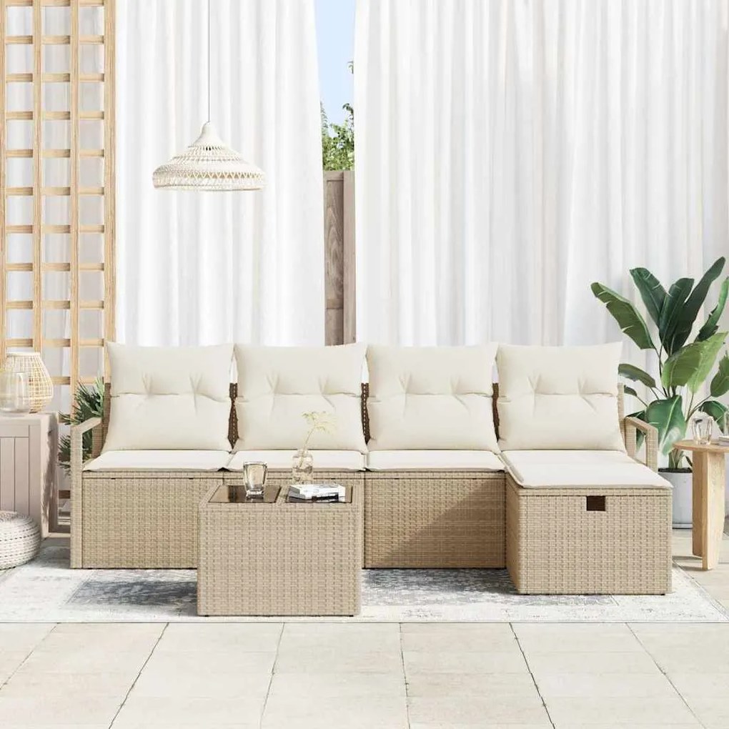 vidaXL Σετ Καναπέ Κήπου 6 pcs μπεζ και κρεμ 230 x 117 x 85 εκ.