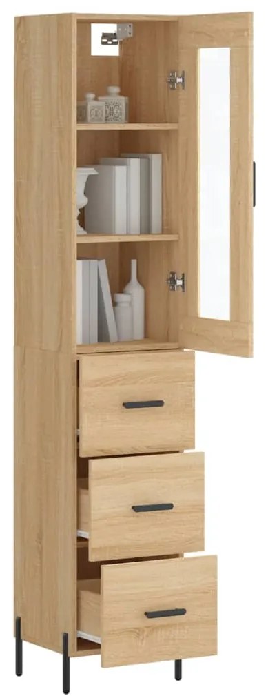 vidaXL Μπουφές Sonoma δρυς 34,5 x 34 x 180 εκ. από Επεξεργασμένο Ξύλο