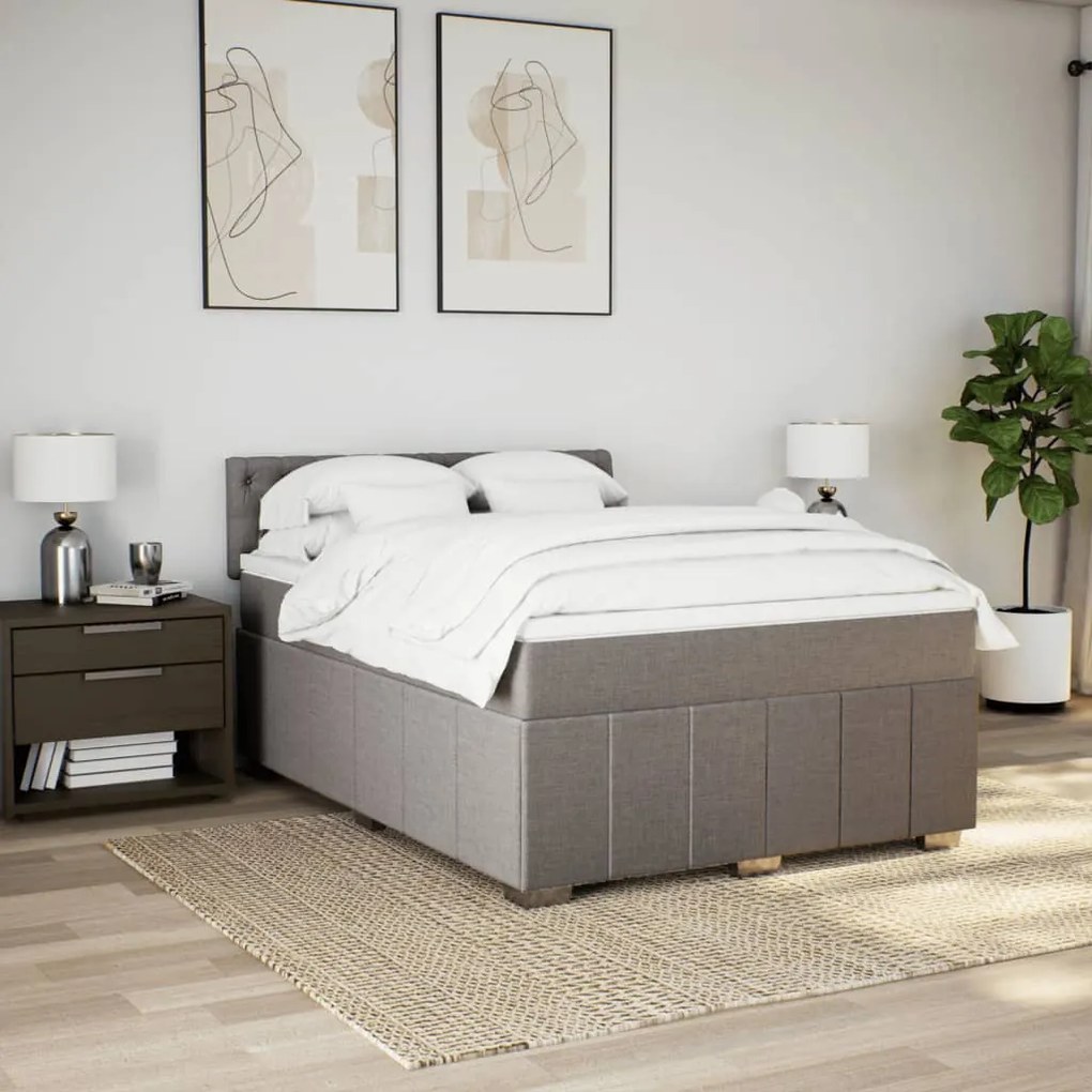 vidaXL Κρεβάτι Boxspring με Στρώμα Taupe 160x200 εκ. Υφασμάτινο