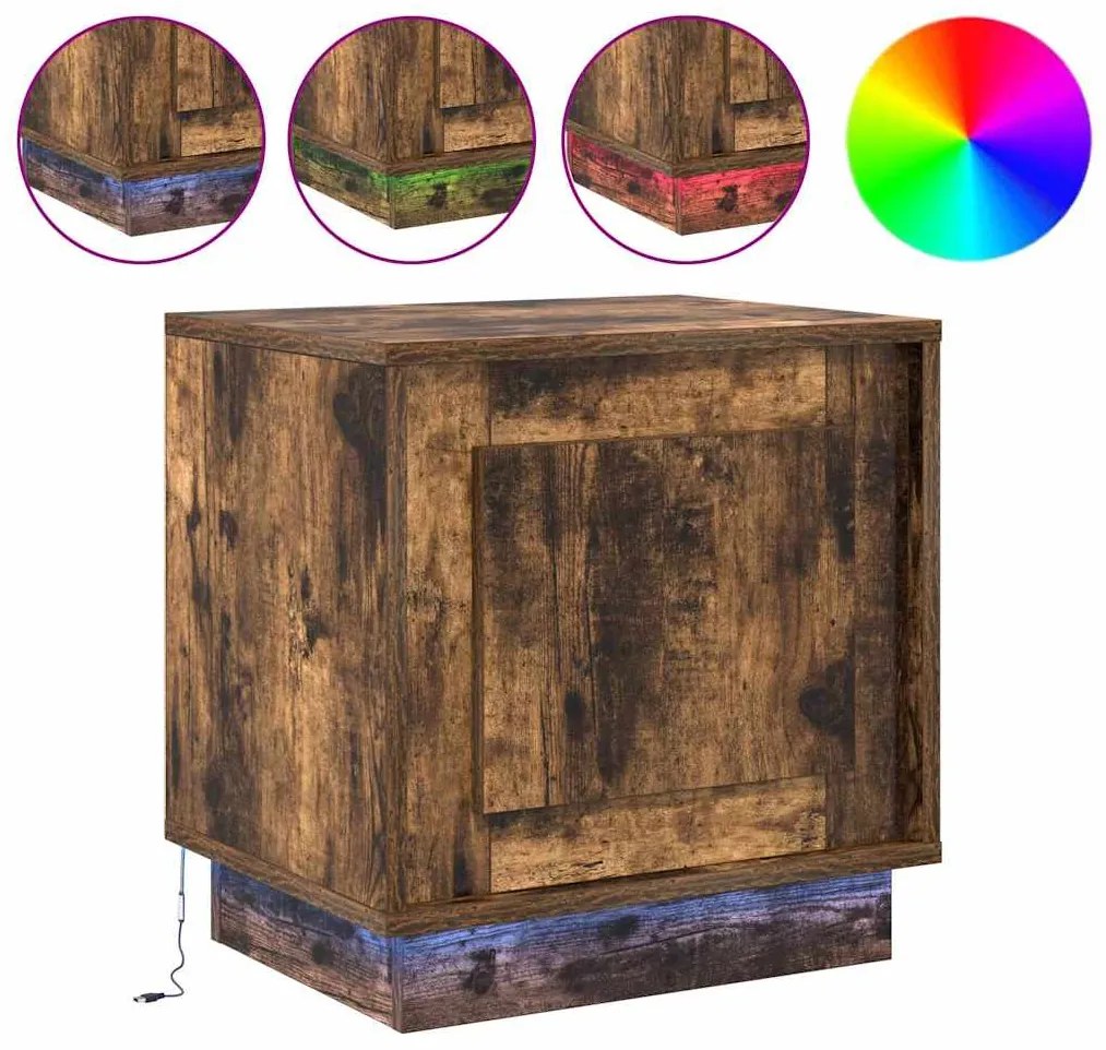 vidaXL Κομοδίνο με 2 pcs Καπνιστή δρυς 44 x 34.5 x 45 εκ