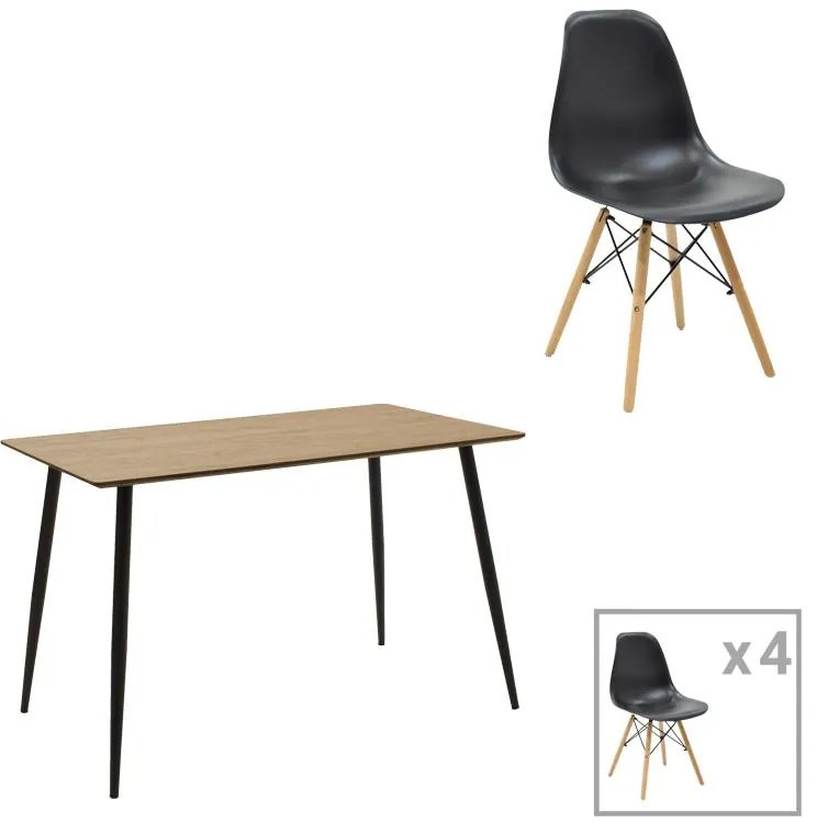 Σετ Τραπεζαρίας Cuba - Julita 5 τεμ Mdf σε Sonoma - Μαύρο - Φυσικό 120x70x76εκ. 120x70x76 εκ.