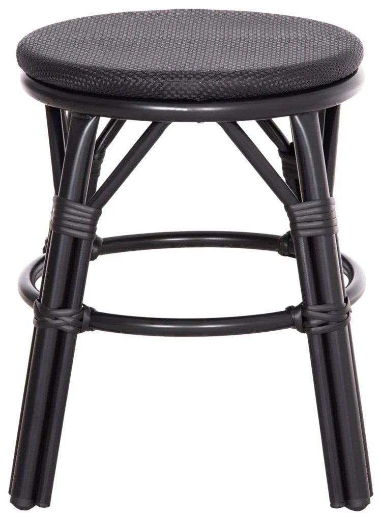Σκαμπό CHINO C6285.02 Μαύρο Αλουμινίου Bamboo Look με Textilene Φ36x46Υ εκ. 36x36x46 εκ.