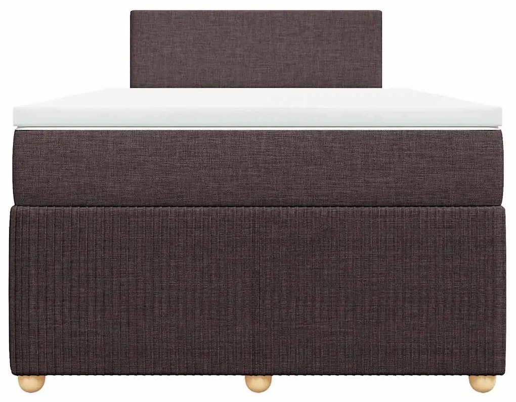 vidaXL Κρεβάτι Boxspring με Στρώμα Σκούρο Καφέ 120x200 εκ. Υφασμάτινο