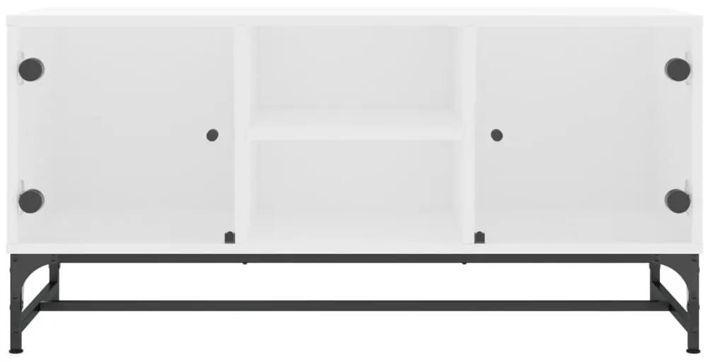 Έπιπλο Τηλεόρασης Λευκό 102x37x50 εκ. με Γυάλινες Πόρτες - Λευκό