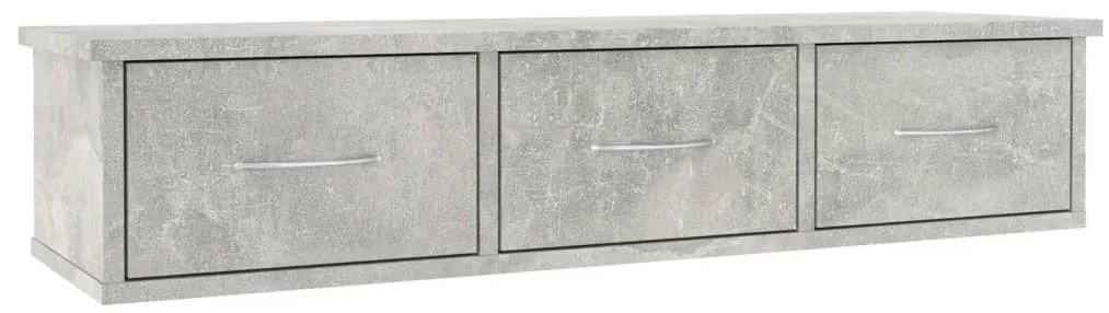 vidaXL Ράφι Τοίχου με Συρτάρια Γκρι Σκυροδ. 88x26x18,5 εκ. Επεξ. Ξύλο