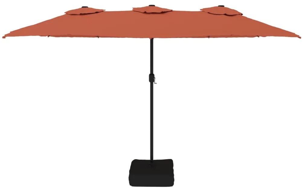 vidaXL Ομπρέλα Κήπου με Διπλή Κορυφή και LED Τερακότα 449 x 265 εκ.