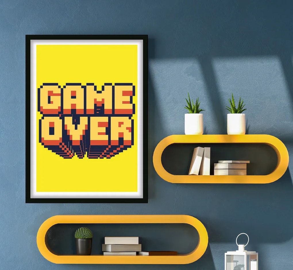 Πόστερ &amp; Κάδρο Game Over Yellow GM124 30x40cm Εκτύπωση Πόστερ (χωρίς κάδρο)