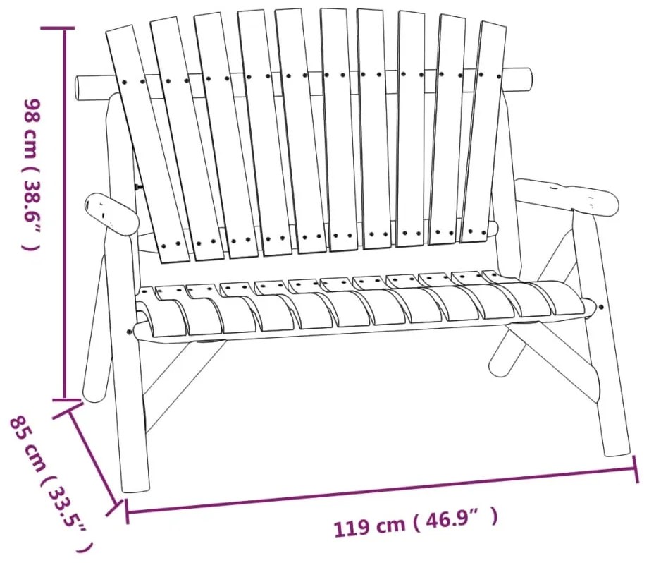 vidaXL Παγκάκι Κήπου Διθέσιο 119 x 85 x 98 εκ. Μασίφ Ξύλο Ερυθρελάτης
