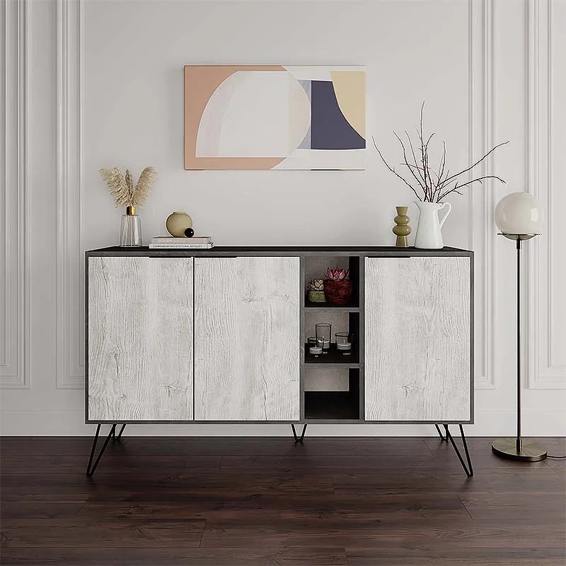 ΜΠΟΥΦΕΣ CLARA MEGAPAP ΧΡΩΜΑ ΓΚΡΙ ΡΕΤΡΟ - ΛΕΥΚΟ ΑΝΤΙΚΕ 142X35,6X83ΕΚ.