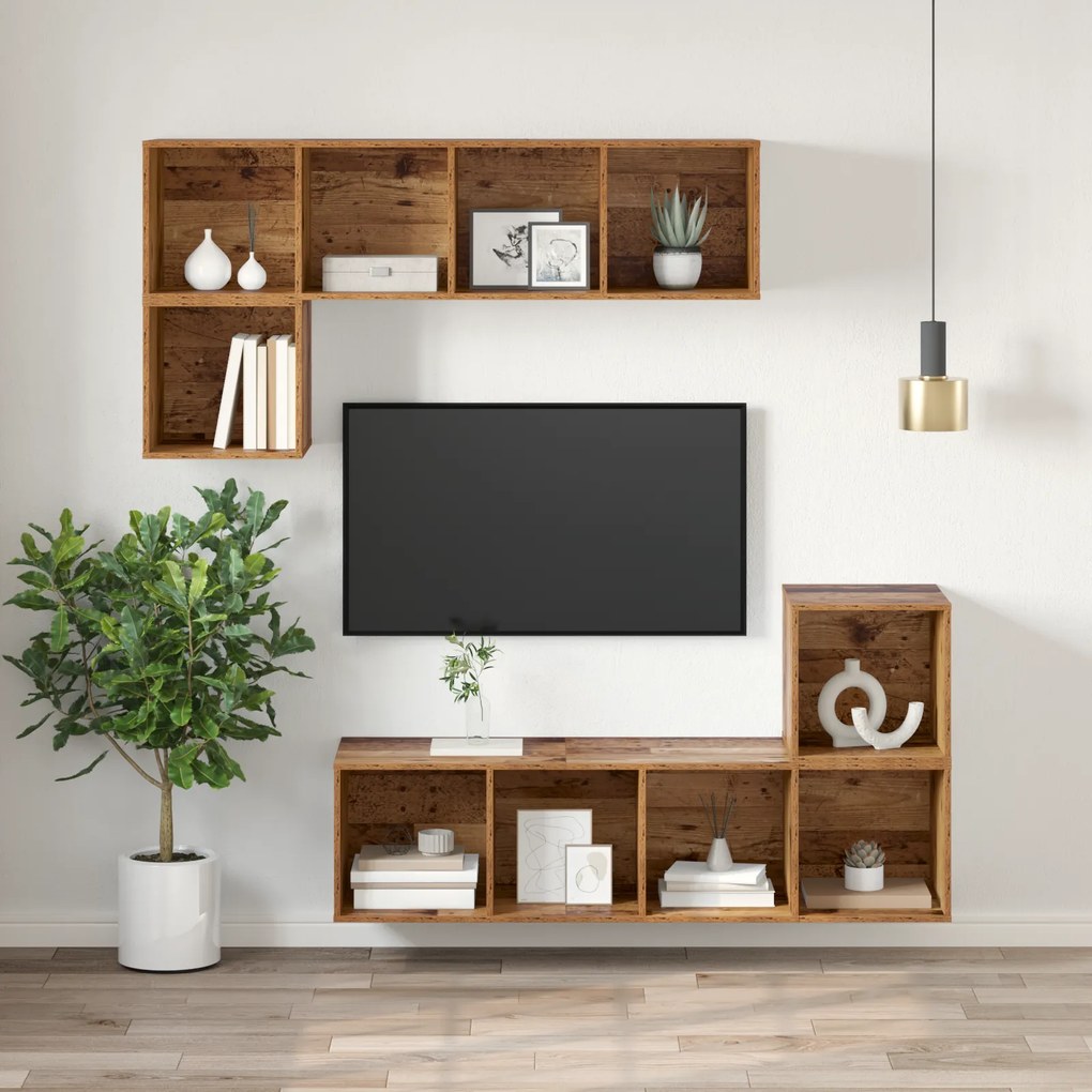 vidaXL Ντουλάπι TV Παλαιό ξύλο 37 x 37 x 107 εκ Επεξεργασμένο ξύλο
