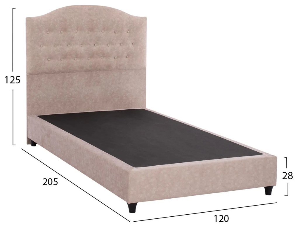 Επενδυμένο Κρεβάτι MALENA Ημίδιπλο Nubuck Μπέζ 120x200 εκ. 120x205x125 εκ.