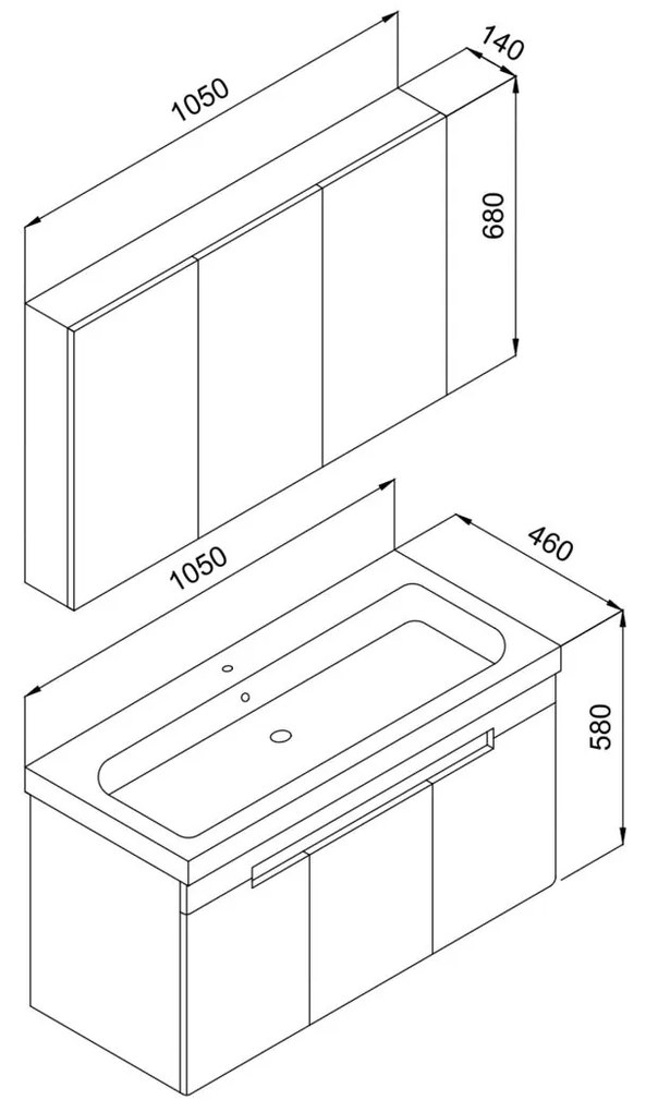 Σετ Έπιπλο Μπάνιου TREND 105 Ανθρακί 105x46x150 εκ.