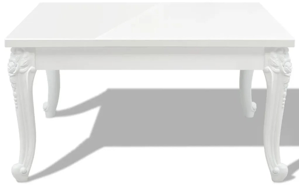 Τραπεζάκι Σαλονιού Γυαλιστερό Λευκό 80 x 80 x 42 εκ. - Λευκό