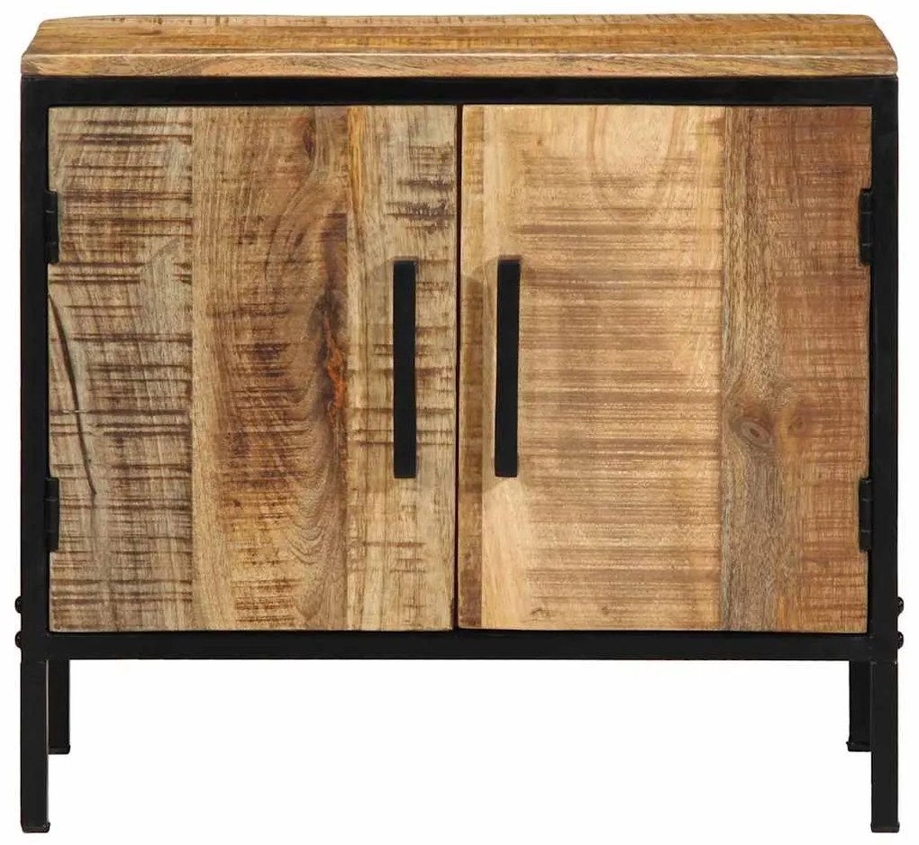 vidaXL Κομοδίνο Καφέ και Μαύρο 50 x 30 x 45 εκ Στερεό ξύλο μάνγκο