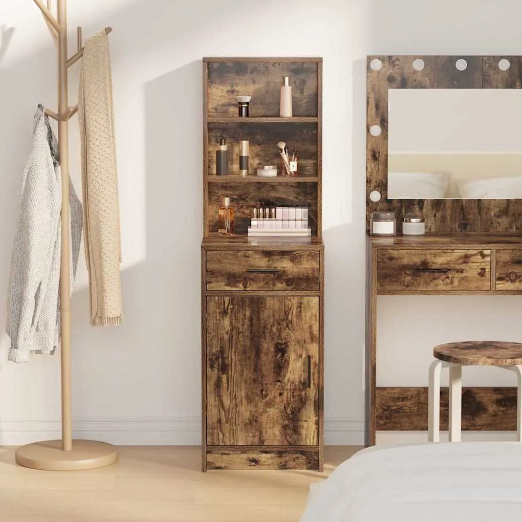 vidaXL Highboard Καπνιστή δρυς 40 x 40.5 x 135 εκ. Επεξεργασμένο ξύλο
