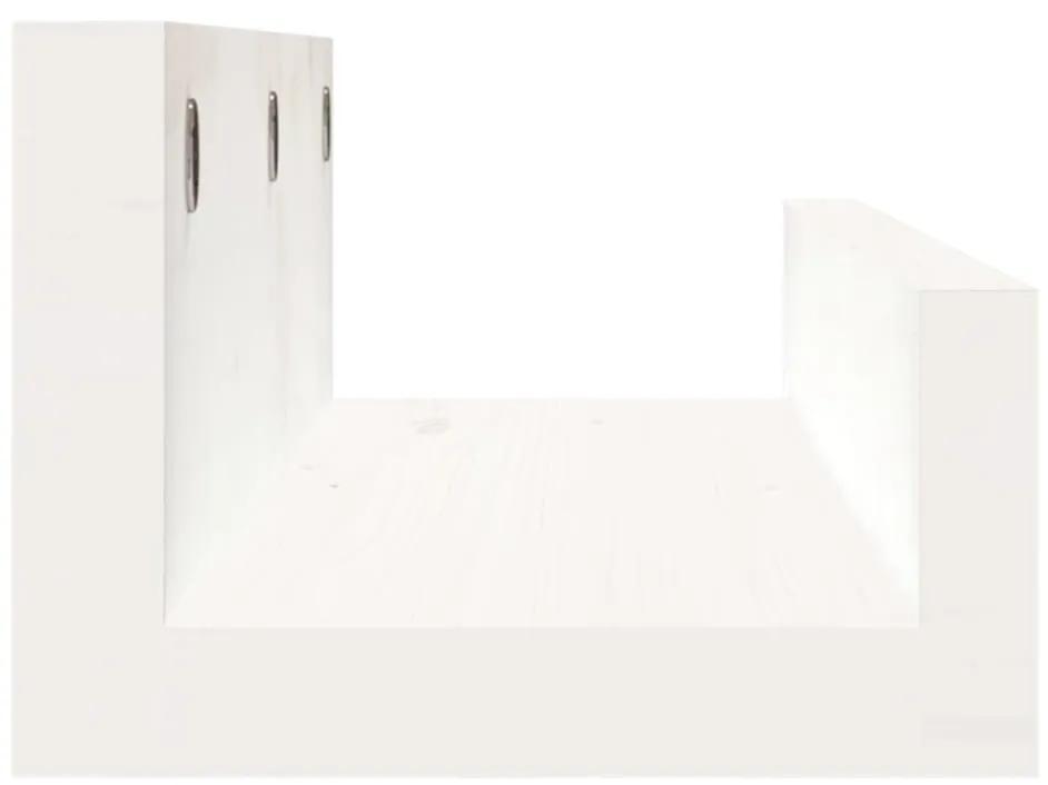 Ράφια Τοίχου 2 τεμ. Λευκό 50x12x9 εκ. από Μασίφ Ξύλο Πεύκου - Λευκό