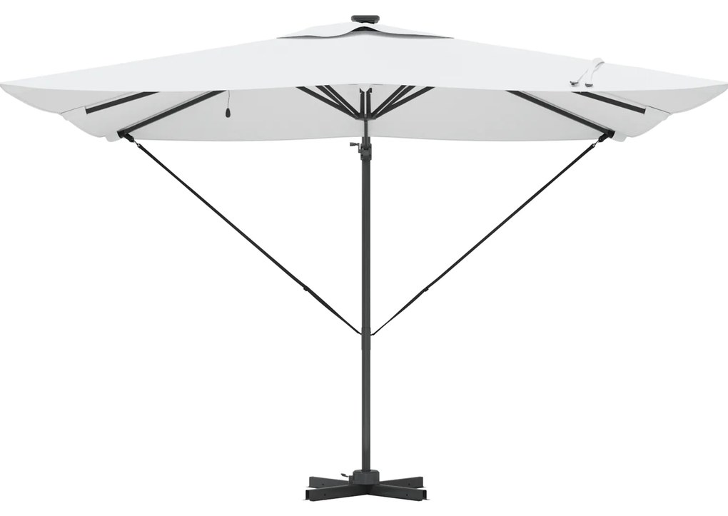 vidaXL Ομπρέλα Roma με LEDs Άμμος 286x285x270 εκ. Αλουμίνιο