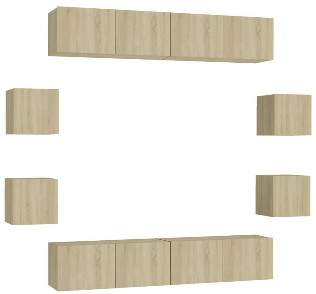 vidaXL Έπιπλα Τηλεόρασης Σετ 8 Τεμαχίων Sonoma Δρυς από Επεξ. Ξύλο