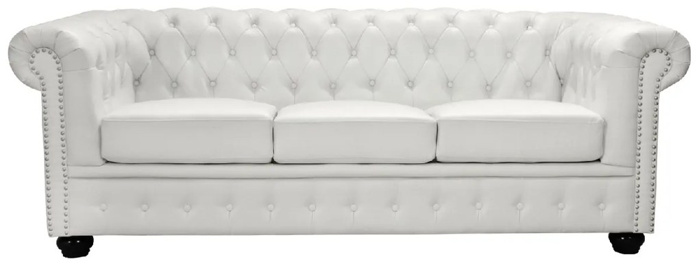 ΚΑΝΑΠΕΣ 3ΘΕΣΙΟΣ T.CHESTERFIELD HM3009.02 ΤΕΧΝΟΔΕΡΜΑ ΛΕΥΚΟ ΜΑΤ 208x90x73 εκ.