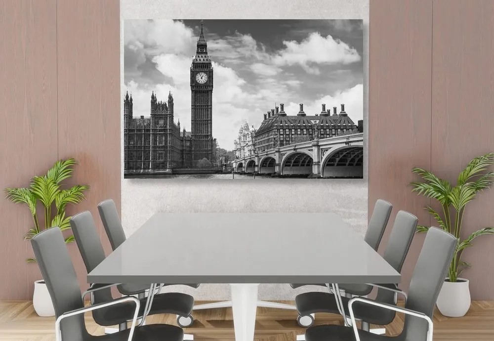 Φωτογραφία του Big Ben στο Λονδίνο σε ασπρόμαυρο - 60x40