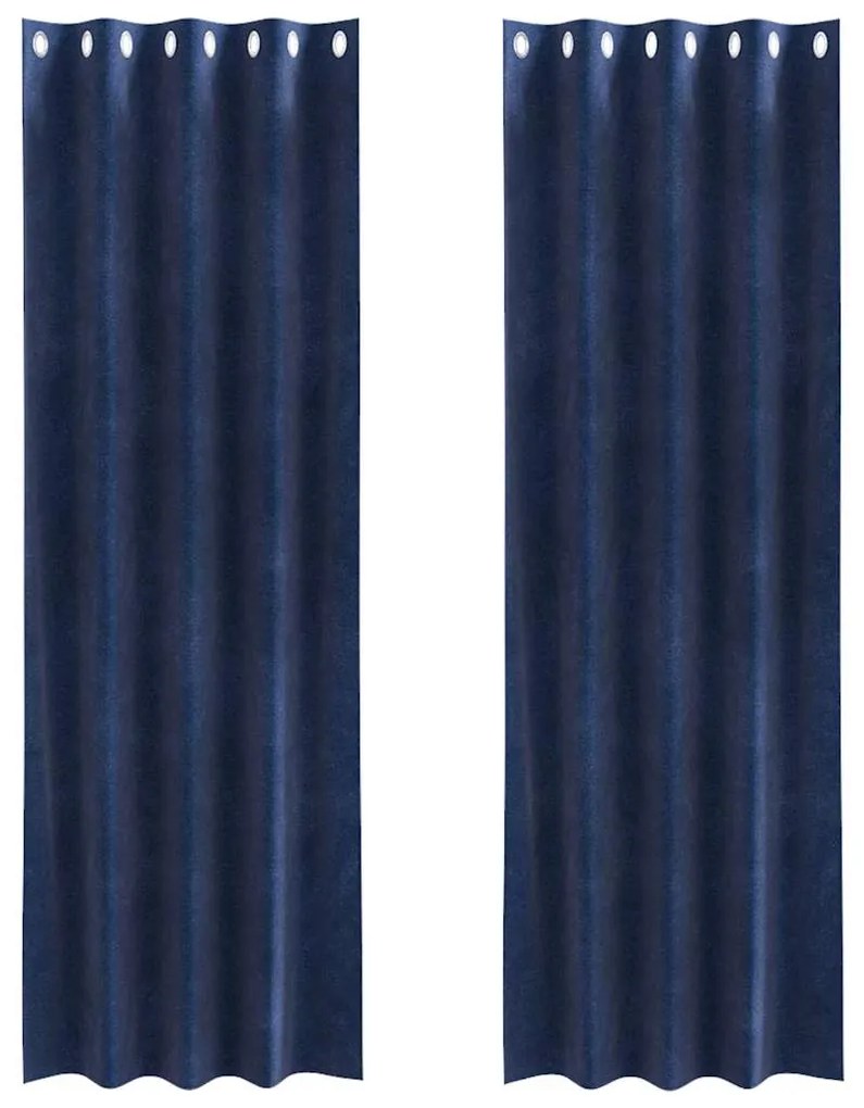 vidaXL Κουρτίνες με κουρτίνες 2 pcs Σκούρο Μπλε 140 x 245 cm Βελούδο