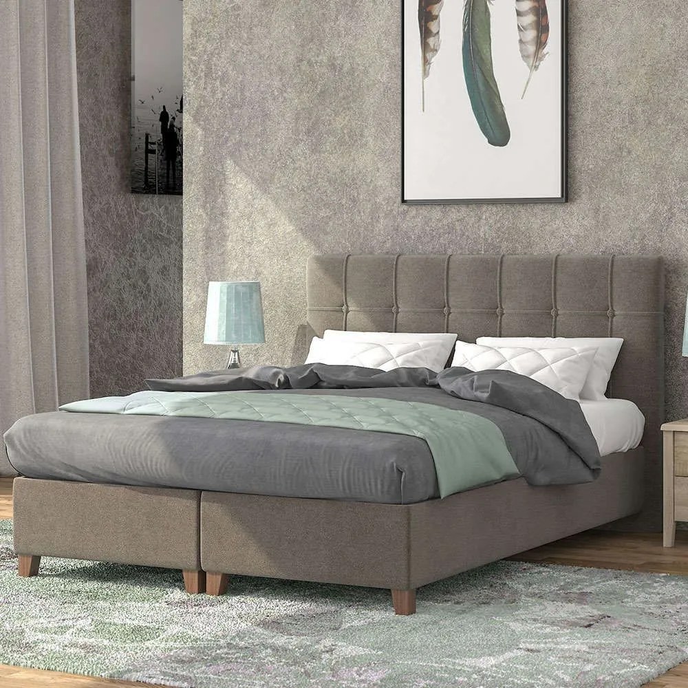 Κρεβάτι Νο66 160x200x110cm Light Grey Υπέρδιπλo