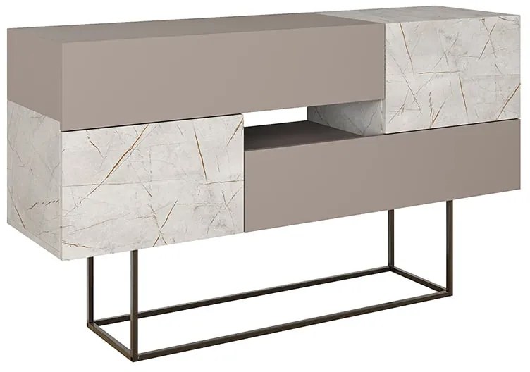 Μπουφές Roberta pakoworld μόκα-λευκό μαρμάρου 145x40x82εκ