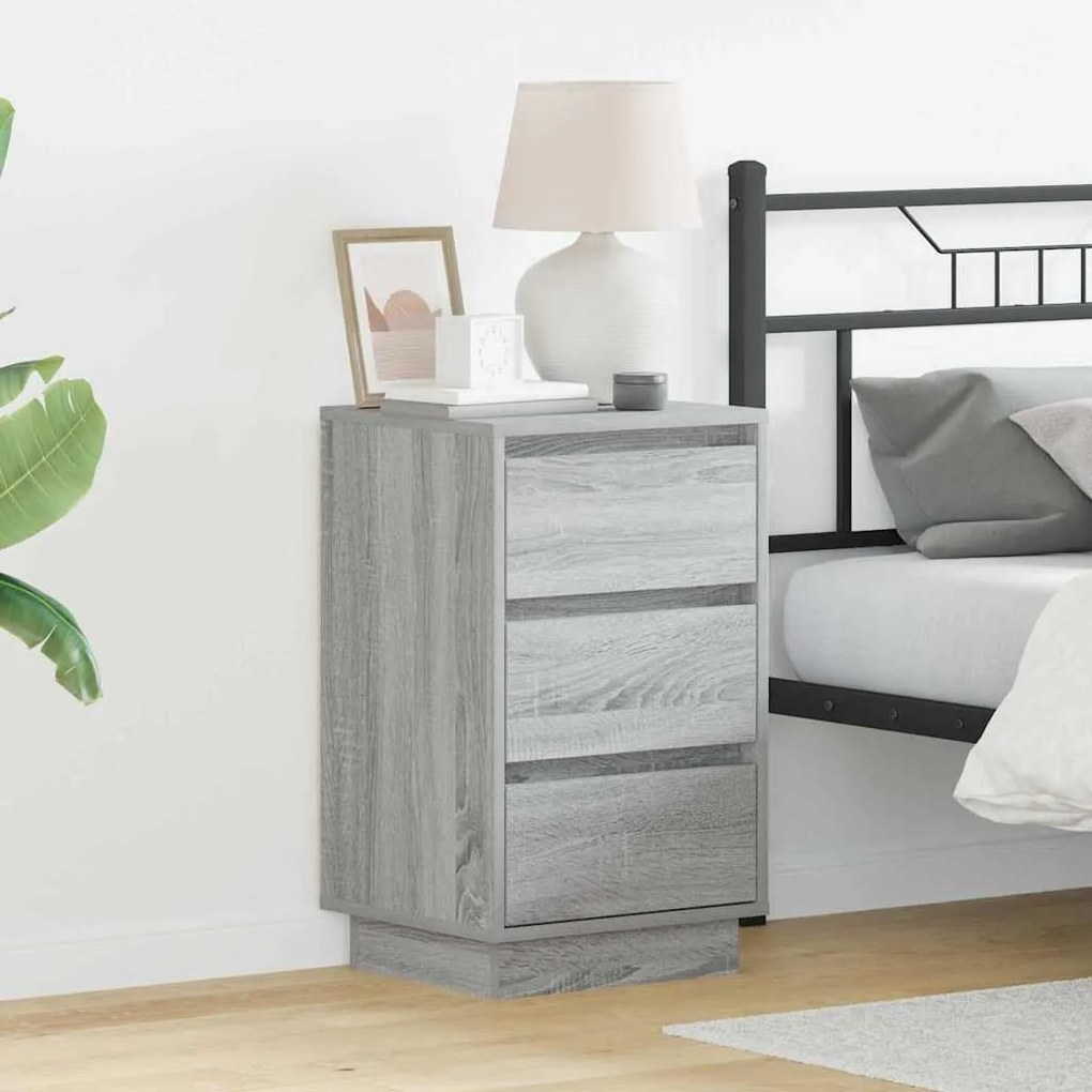 vidaXL Κομοδίνο με συρτάρι Γκρι 39 x 34.5 x 65 εκ. Επεξεργασμένο ξύλο