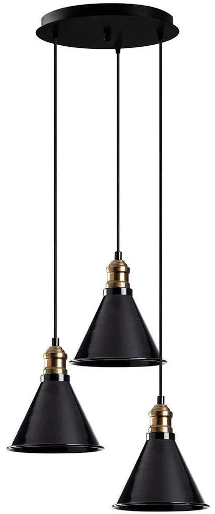 Φωτιστικό Οροφής Berceste 521SHN3381 Φ40x117cm 3xE27 40W Black-Gold Opviq